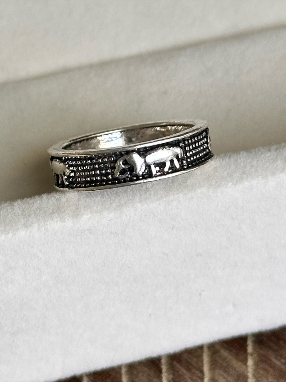 Free People Silver Elephant Band Ring